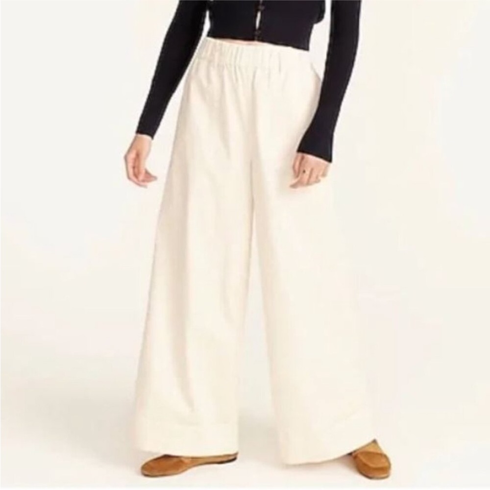 J Crew Wide Leg Pants Womens Size XL Ivory High Rise Neutral Minimalist Work